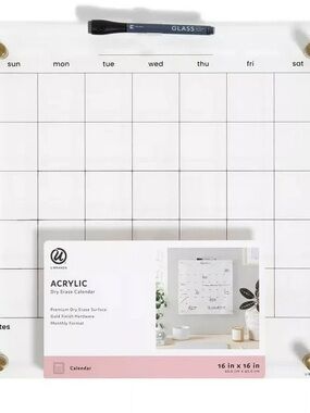 Clear Acrylic Dry Erase Monthly Calendar Board (Selling Individually)